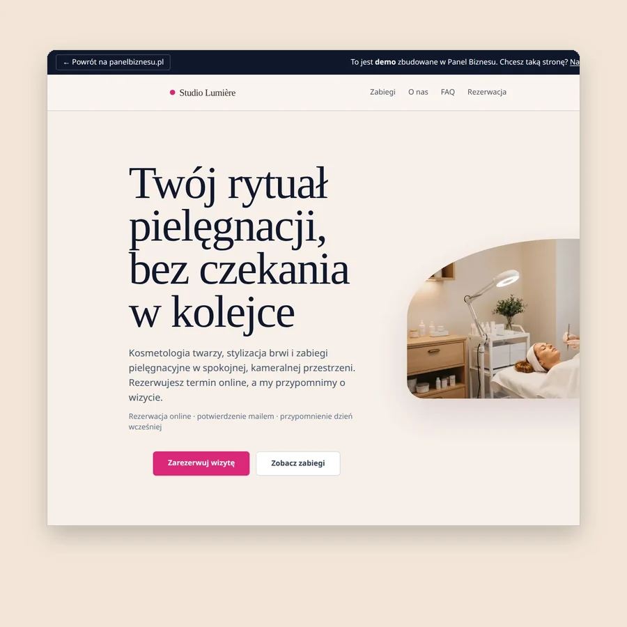 Strona firmy złożona w kreatorze Panelu Biznesu