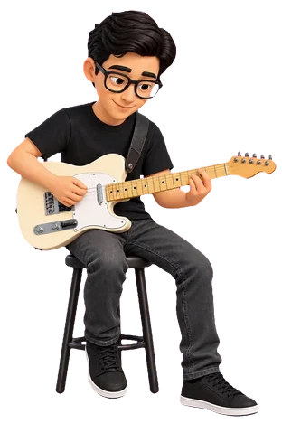 Maskotka: gra na gitarze