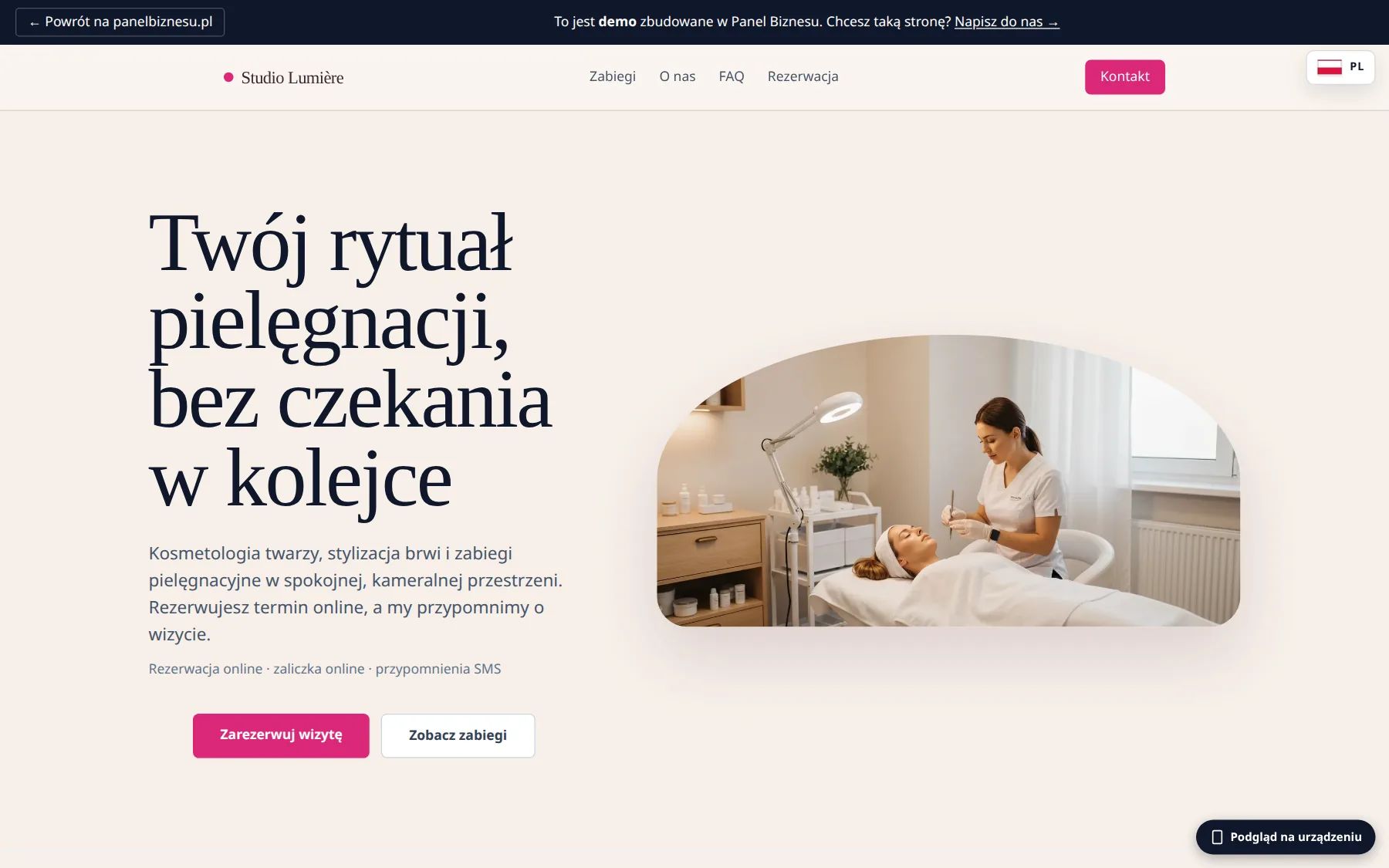 The demo version of a beauty salon site that the client reviews before approving