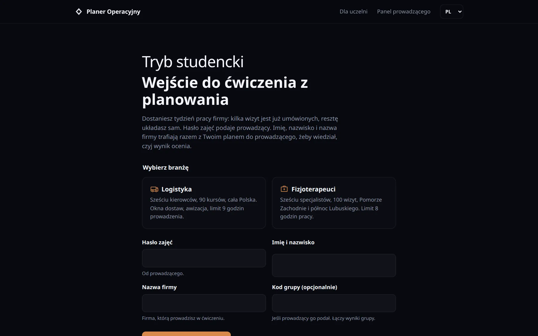 Einstieg in den Studentenmodus: Labor, Klassenpasswort, Firmenname